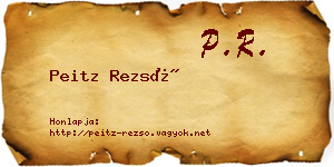 Peitz Rezső névjegykártya